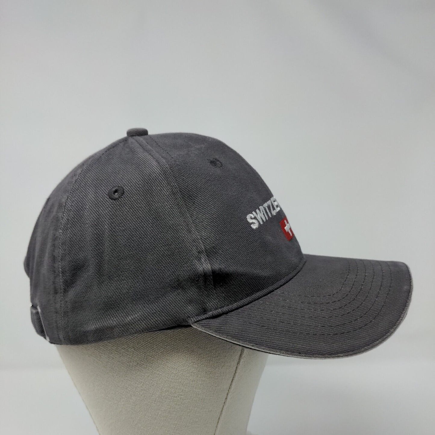Switzerland Slideback Hat Black Gray OSFA Adjustable Embroidered 6 Panel