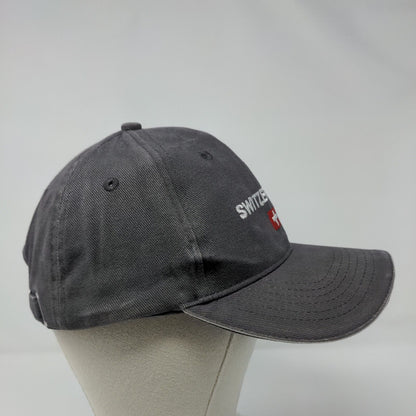 Switzerland Slideback Hat Black Gray OSFA Adjustable Embroidered 6 Panel