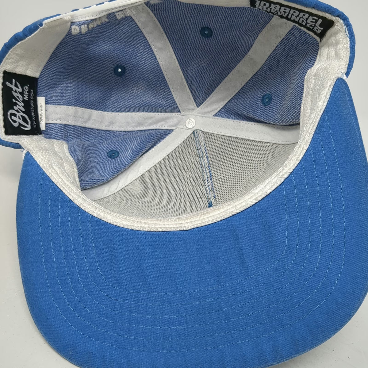 Brist Mfg 5 Panel Blue White One Size 10 Barrel Brewing Co Snapback Rope Hat