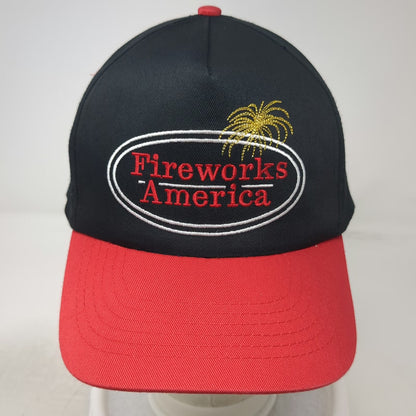 Fireworks America 5 Panel Snapback Hat Black Red One Size Embroidered Logo