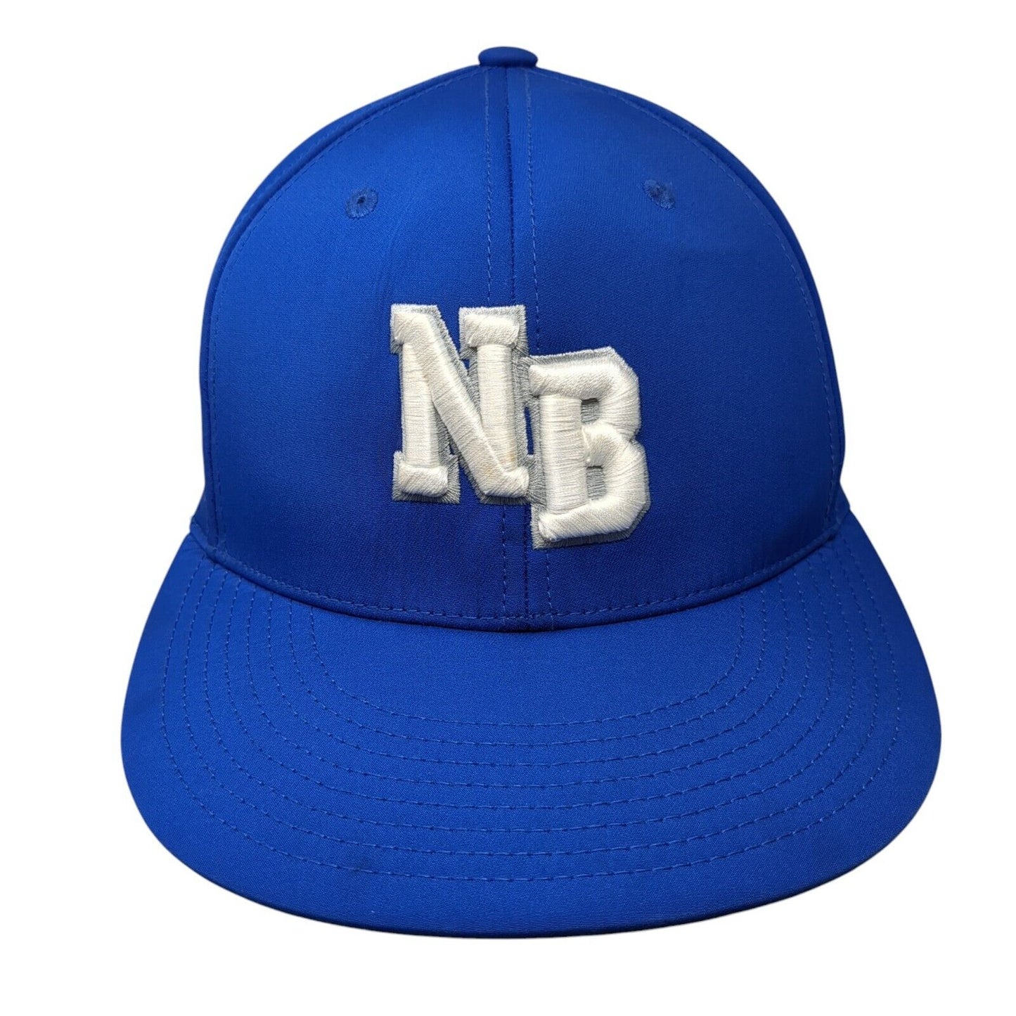 NB Fitted Hat Blue S/M Embroidered Solid Laser Cut Pacific Headwear
