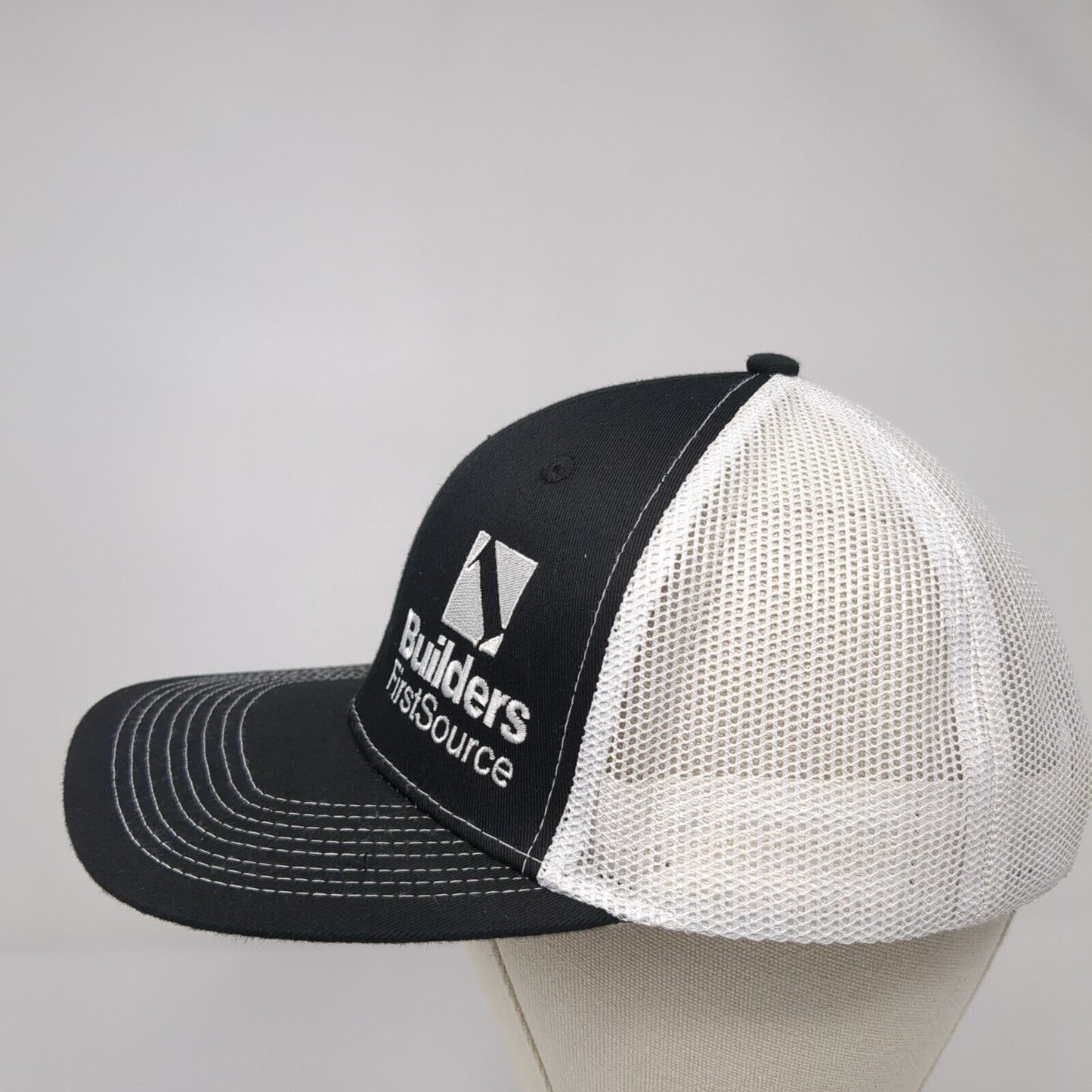 Builders First Source Snapback Trucker Hat Black OS Adjustable Mesh Back Ivory