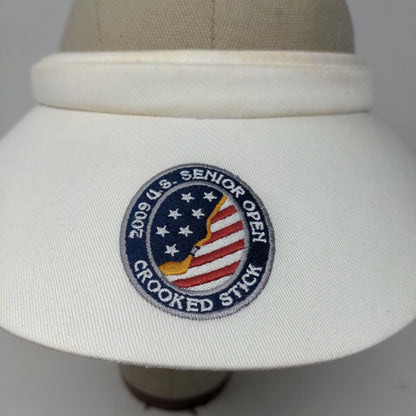 USGA Men's Sun Visor Hat Cap White Embroidered 2009 Senior Open Crooked Stick