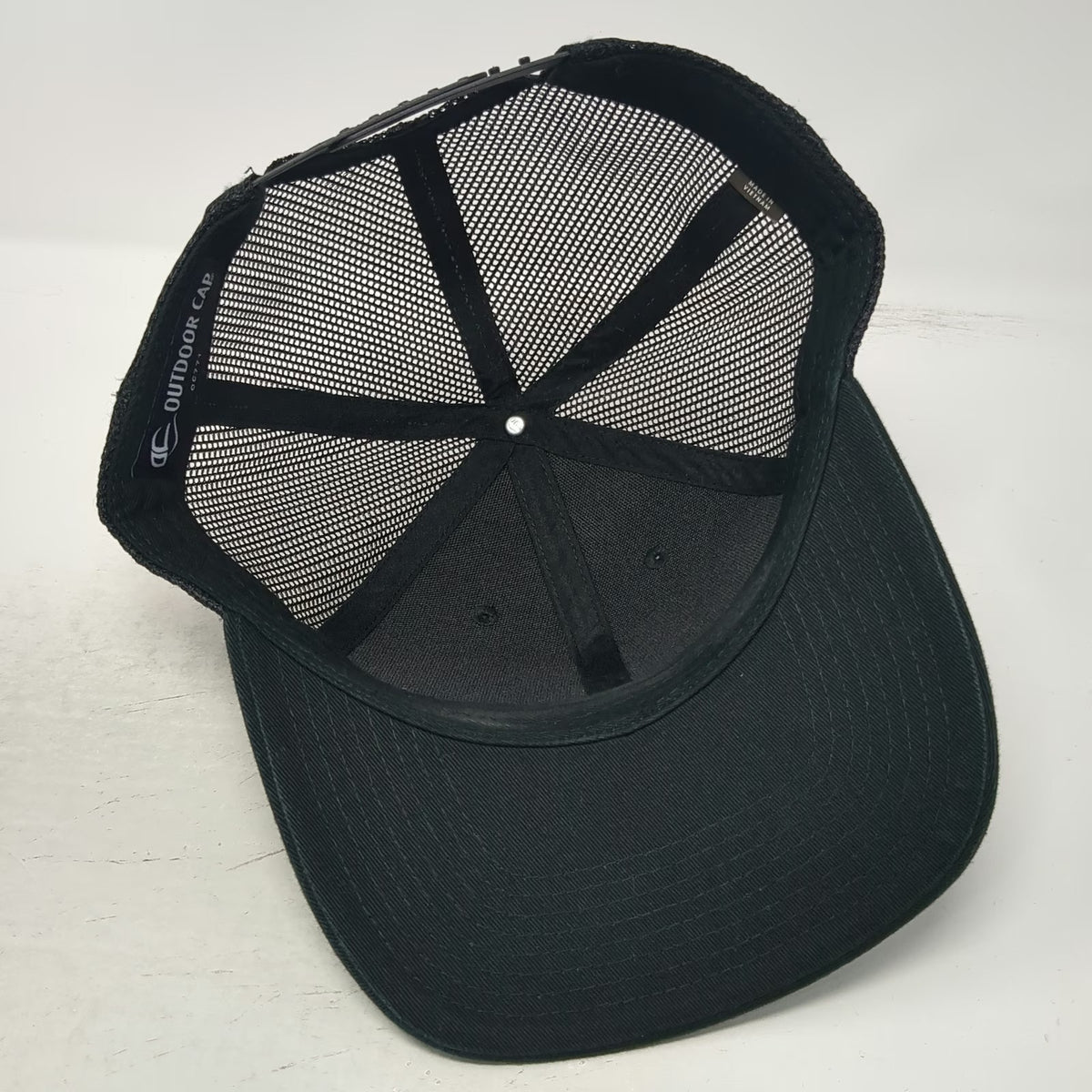 Outdoor Cap Trucker Hat Black OSFM Harris Premium Beef Leather Patch Snapback