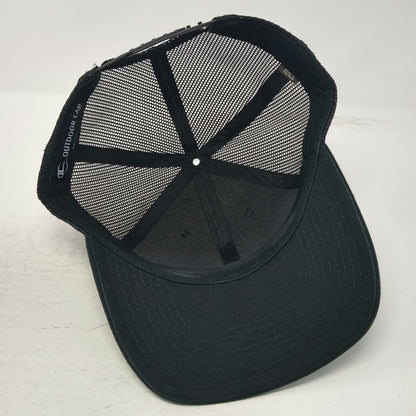 Outdoor Cap Trucker Hat Black OSFM Harris Premium Beef Leather Patch Snapback