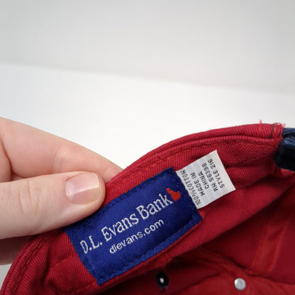 D.L. Evans Bank Idaho Strapback Hat Red One Size Embroidered 6 Panel