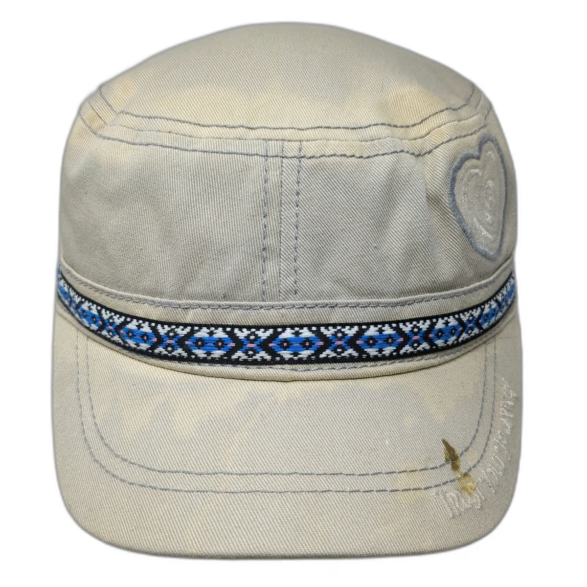 Trust Your Journey Army Cap Beige One Size Picasso Quote Heart Patterned Hat