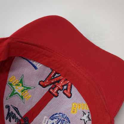 Red Baseball Cap One Size Multi-City Basketball Embroidery Strapback NY Chicago