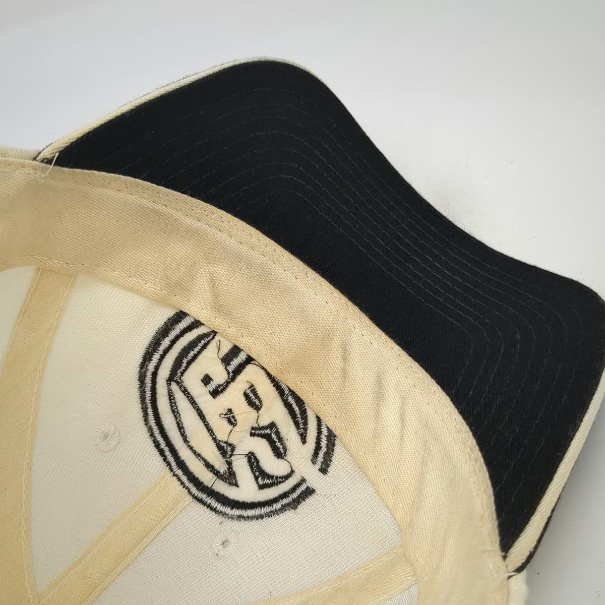 Baseball Cap White Black One Size FBS Home of FBI Joist Made in USA Slideback