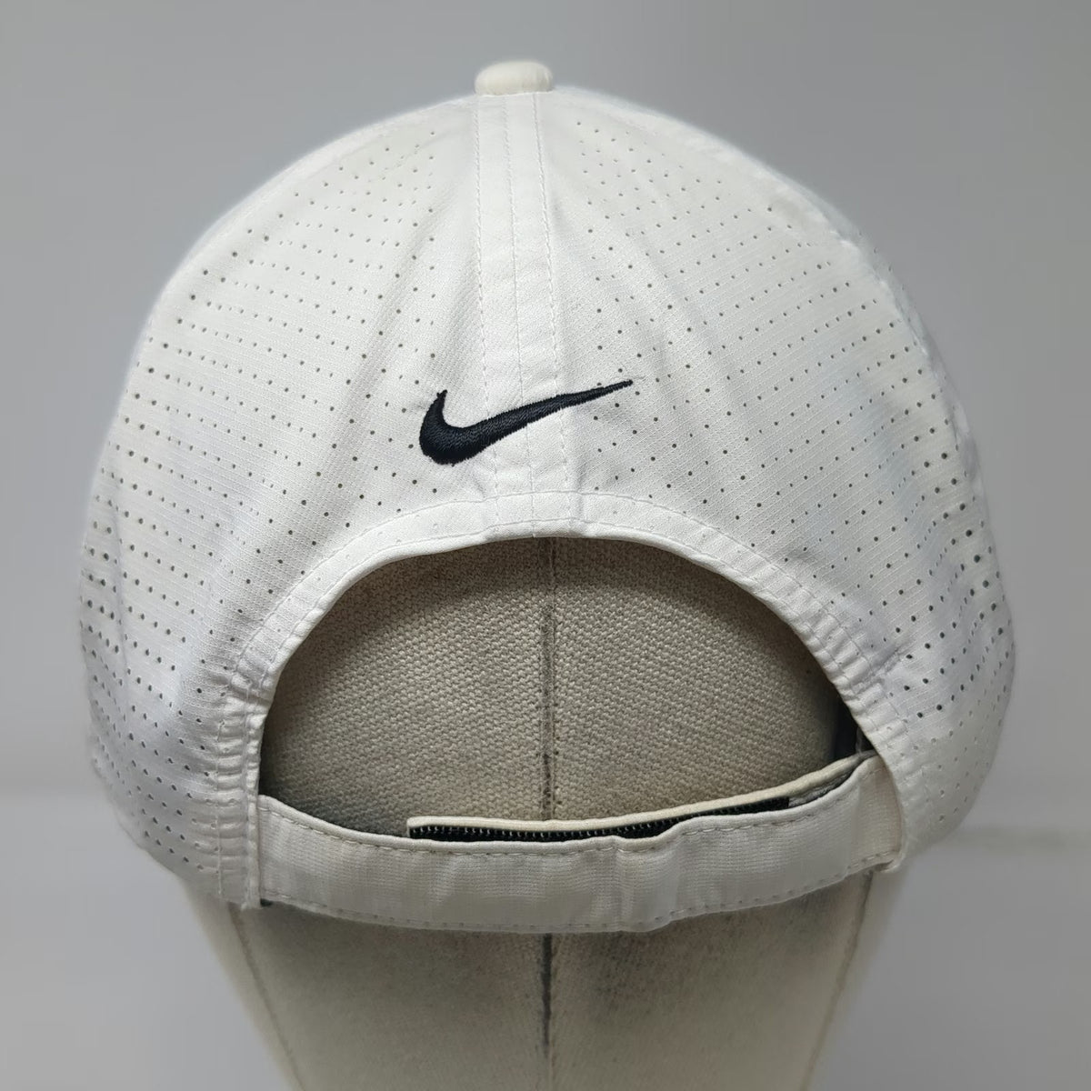 Nike Baseball Cap White One Size Dish Network Logo Perforated Golf Strapback Hat