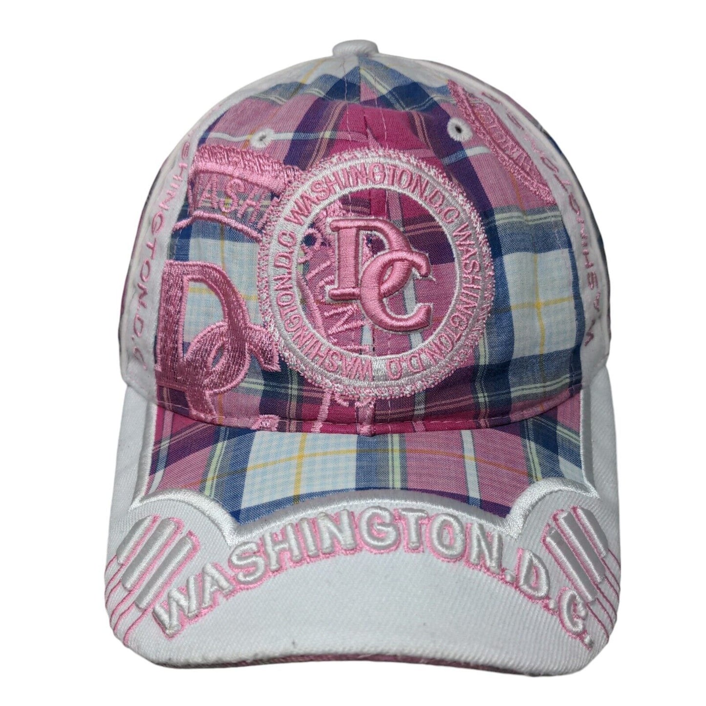 Washington DC Strapback Hat Multicolor One Size Embroidered Plaid