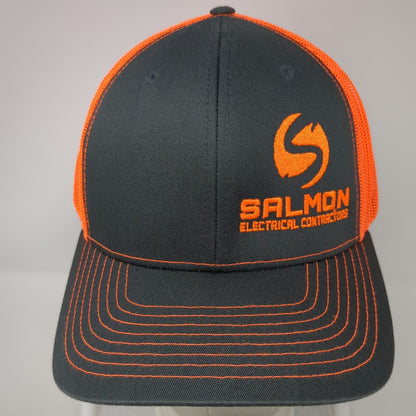 Richardson Trucker Hat Gray Orange One Size Snapback Mesh Salmon Electrical Logo