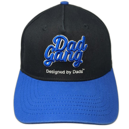 Dad Gang 5 Panel Black Blue One Size Snapback Hat Logo Script Embroidery Graphic