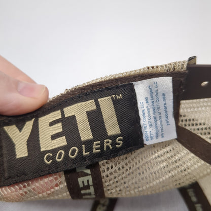 Yeti Coolers Snapback Trucker Hat Brown OS Adjustable Embroidered Mesh Back