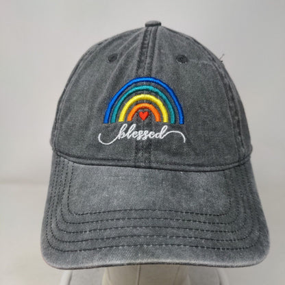 Blessed Slideback Hat Gray OSFM Adjustable Embroidered Rainbow Home Free