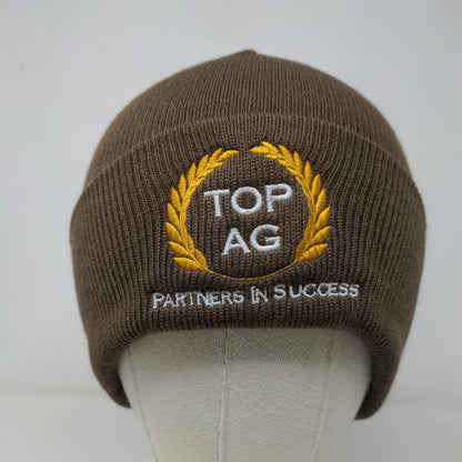 Top Agriculture Men's Knit Beanie Hat Cap Brown OSFM Embroidered Logo Acrylic