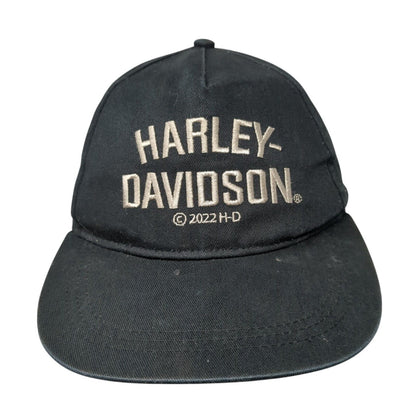 Harley-Davidson Snapback Hat Black Size 4-14 Adjustable Embroidered Cotton