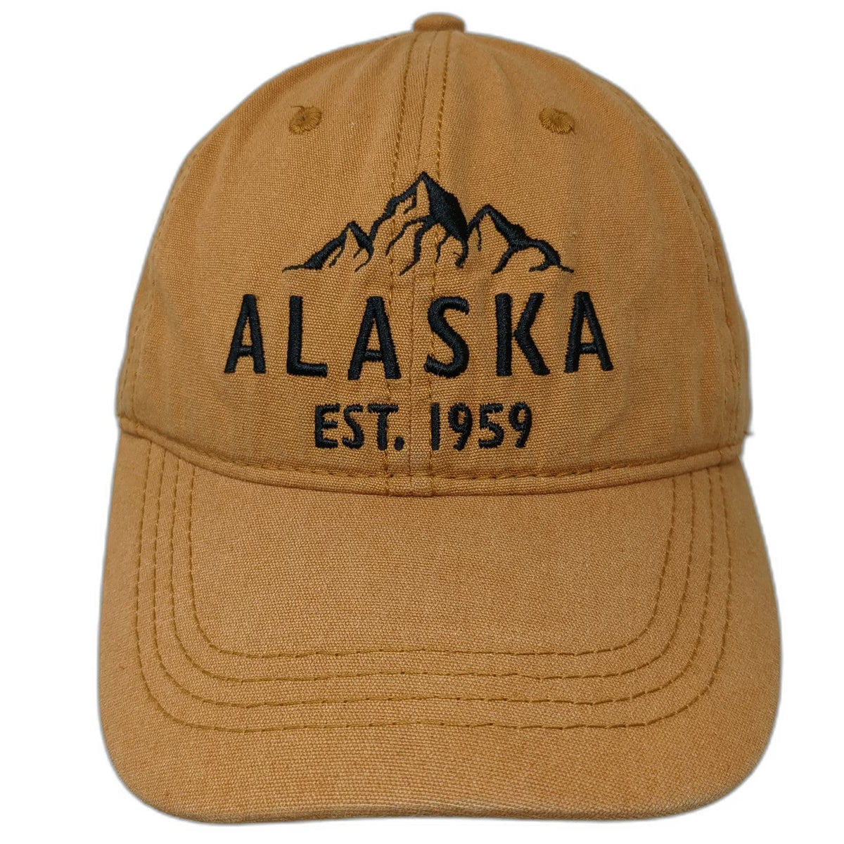 AK GEAR Alaska Mountains Est 1959 Hat Brown Baseball Cap One Size Strapback