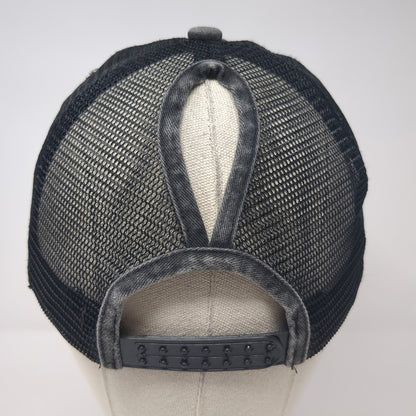 Cute But Pasycho Ponytail Trucker Hat Gray One Size Mesh Back Distressed