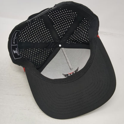 Blackhawk Trucker Hat Black One Size Red Rope Perforated Snapback Lacrosse Logo