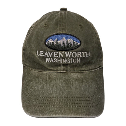 Leaven Worth Washington Strapback Hat Green OS Adjustable Embroidered Ouray
