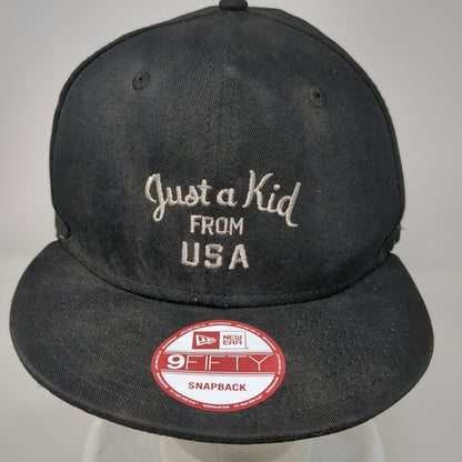 New Era Snapback Black One Size Hat Just a Kid From USA Powerade Blue Flat Brim
