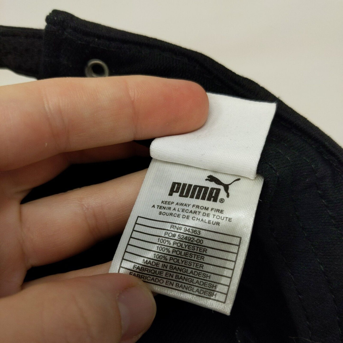 PUMA Slideback Hat Black OSFA Adjustable Embroidered Logo Vented Holes 6 Panel