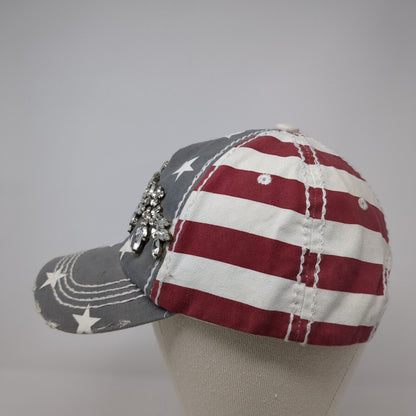 American Flag Bling Snapback Hat Multi One Size Adjustable Embellished