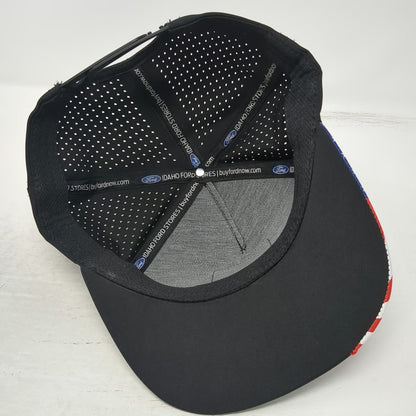 Ford Trucker Hat Black One Size Built Tough American Flag Brim Snapback Patch