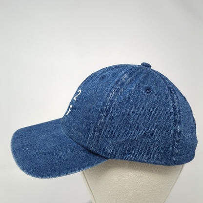 T21F Slideback Hat Blue One Size Adjustable Embroidered Denim 6 Panel