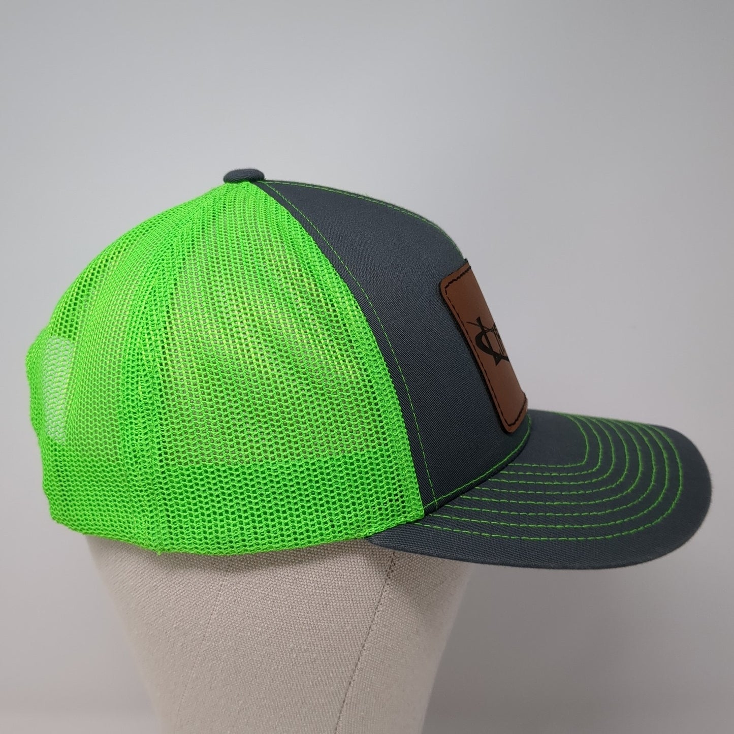 Lifeways Leather Patch Snapback Trucker Hat Multi One Size Mesh Back