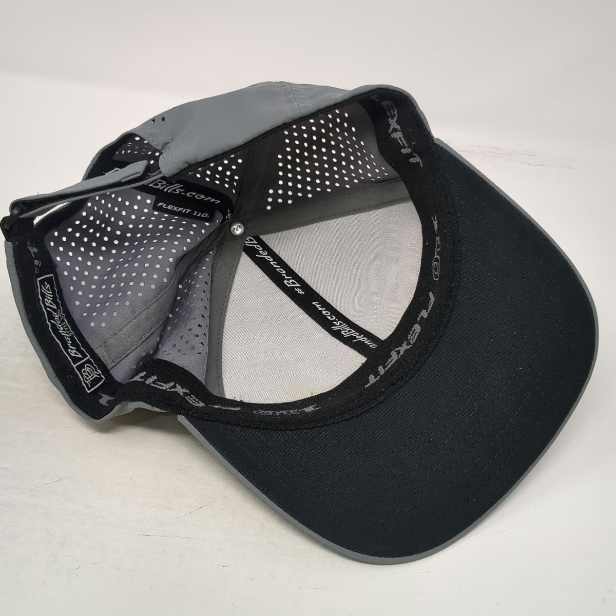 Branded Bills Baseball Cap Gray One Size Perforated 110 Flexfit Strapback Hat