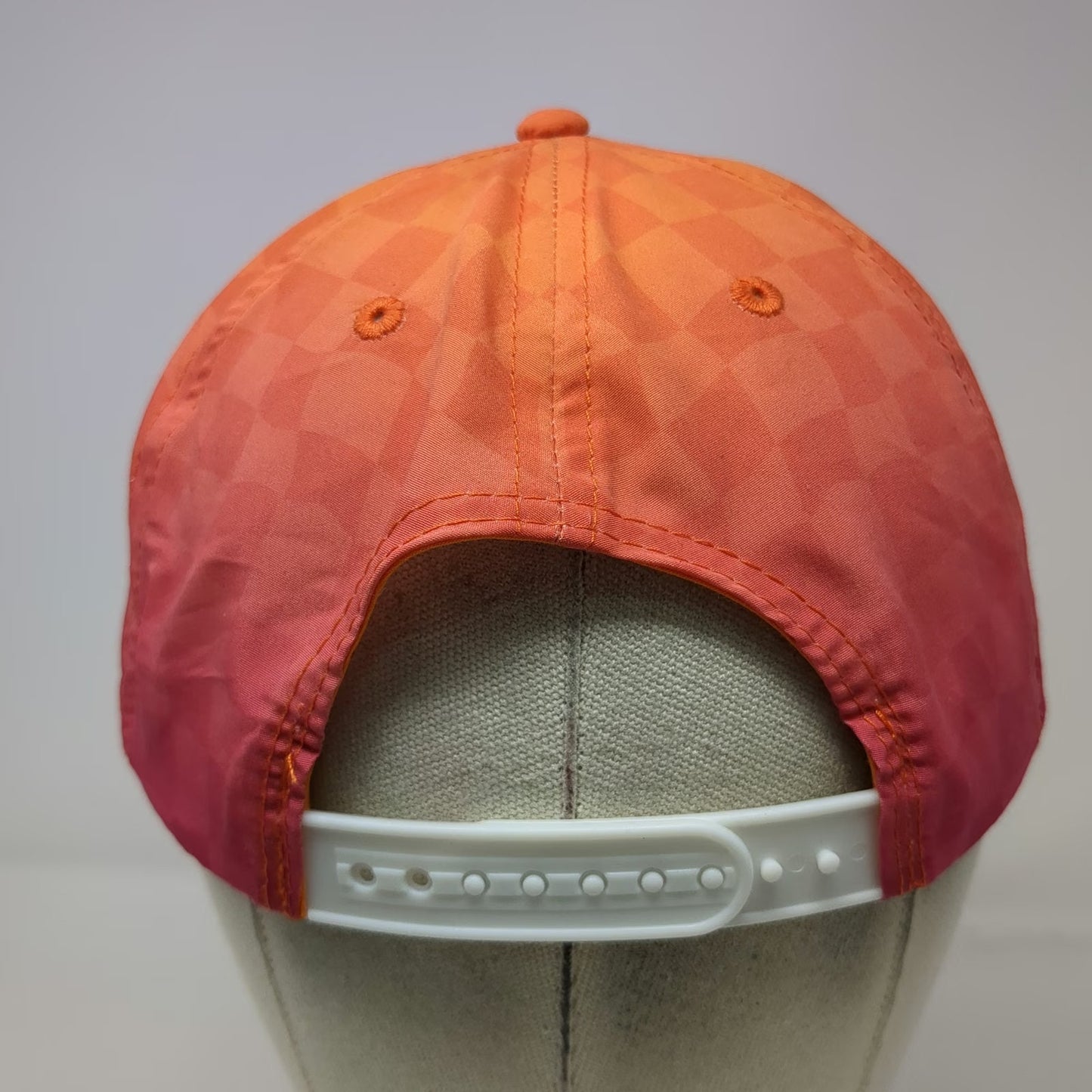 Dunkin' 5 Panel Orange Pink White Hat One Size Rope Checkerboard Snapback