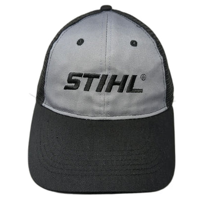 Stihl Outfitters Baseball Cap Black One Size Mesh Back Gray Strapback Logo Hat