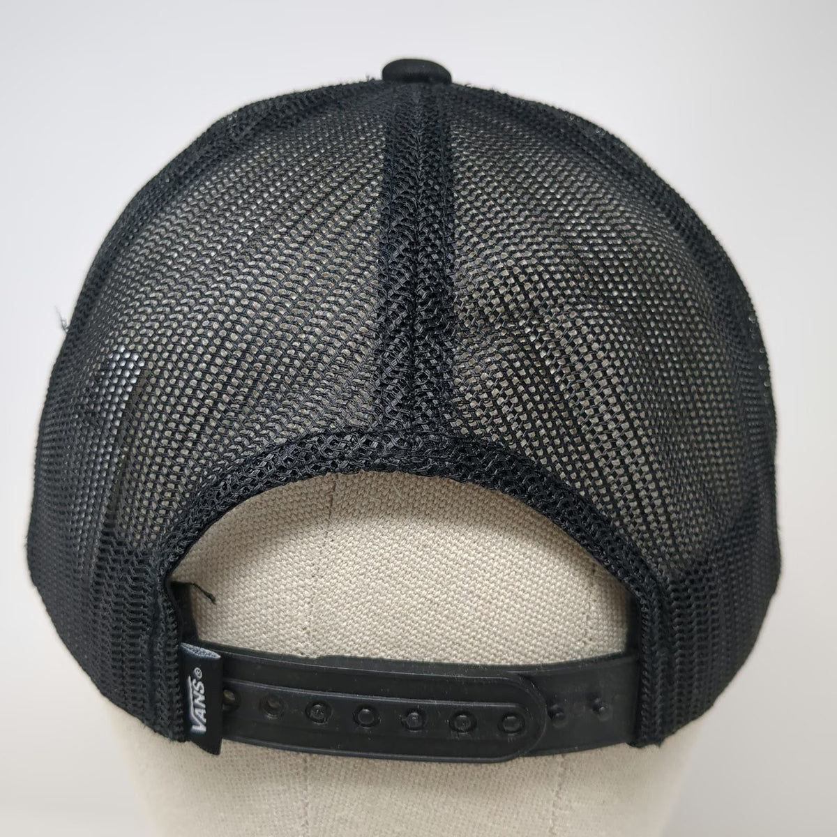 Vans Trucker Hat Black One Size Skeleton Reaper Checkerboard Mesh Back Snapback
