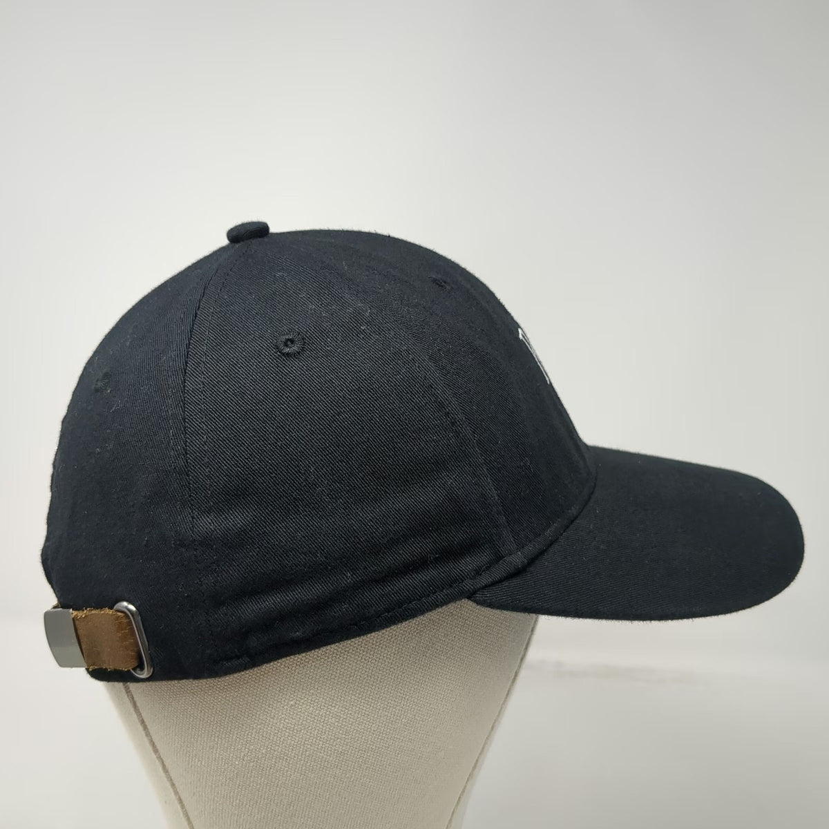 Peet's Coffee Baseball Cap Black One Size Leather Strap Slideback 6 Panel Hat