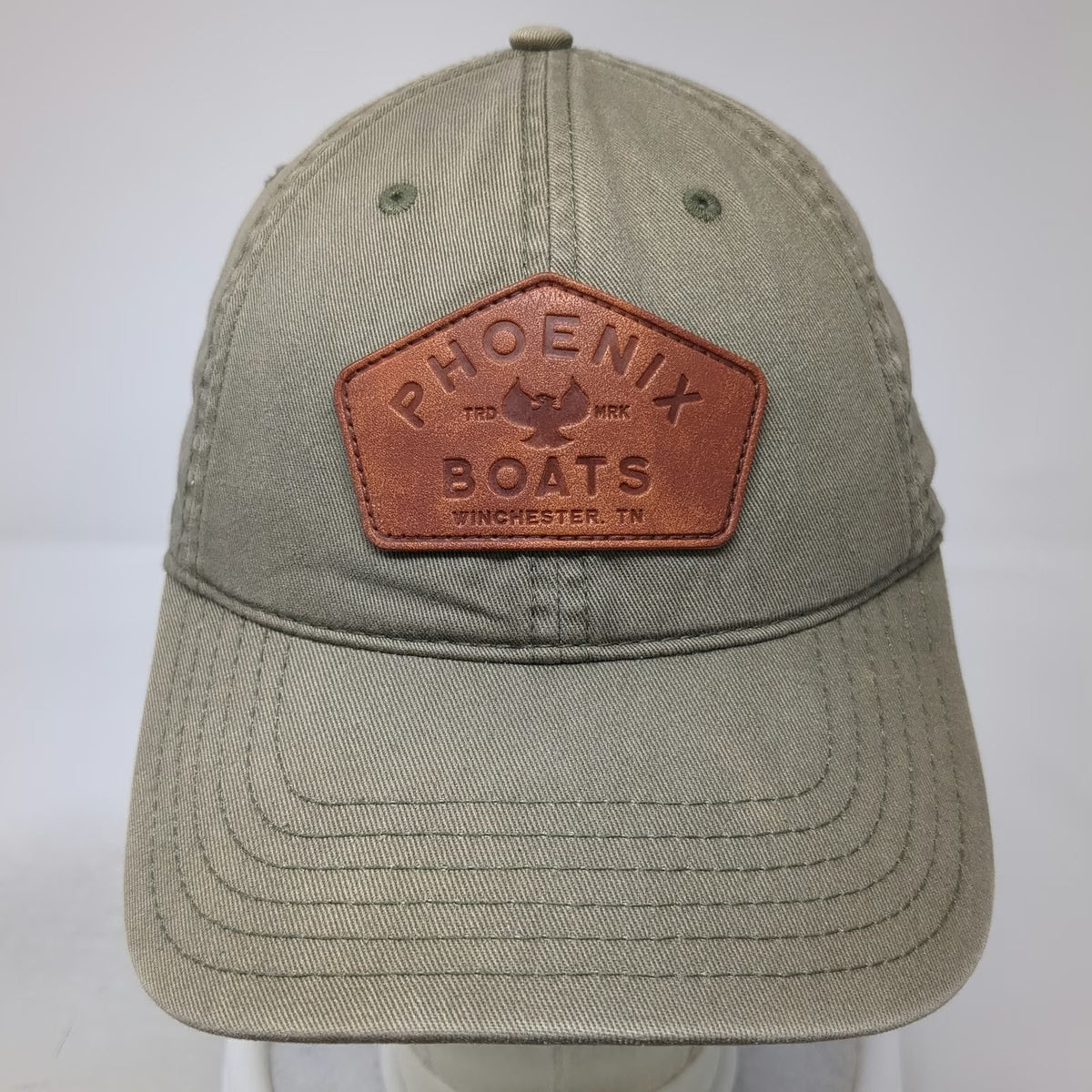 Phoenix Boats Baseball Cap Green One Size Leather Patch Slideback Adjustable Hat