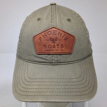 Phoenix Boats Baseball Cap Green One Size Leather Patch Slideback Adjustable Hat