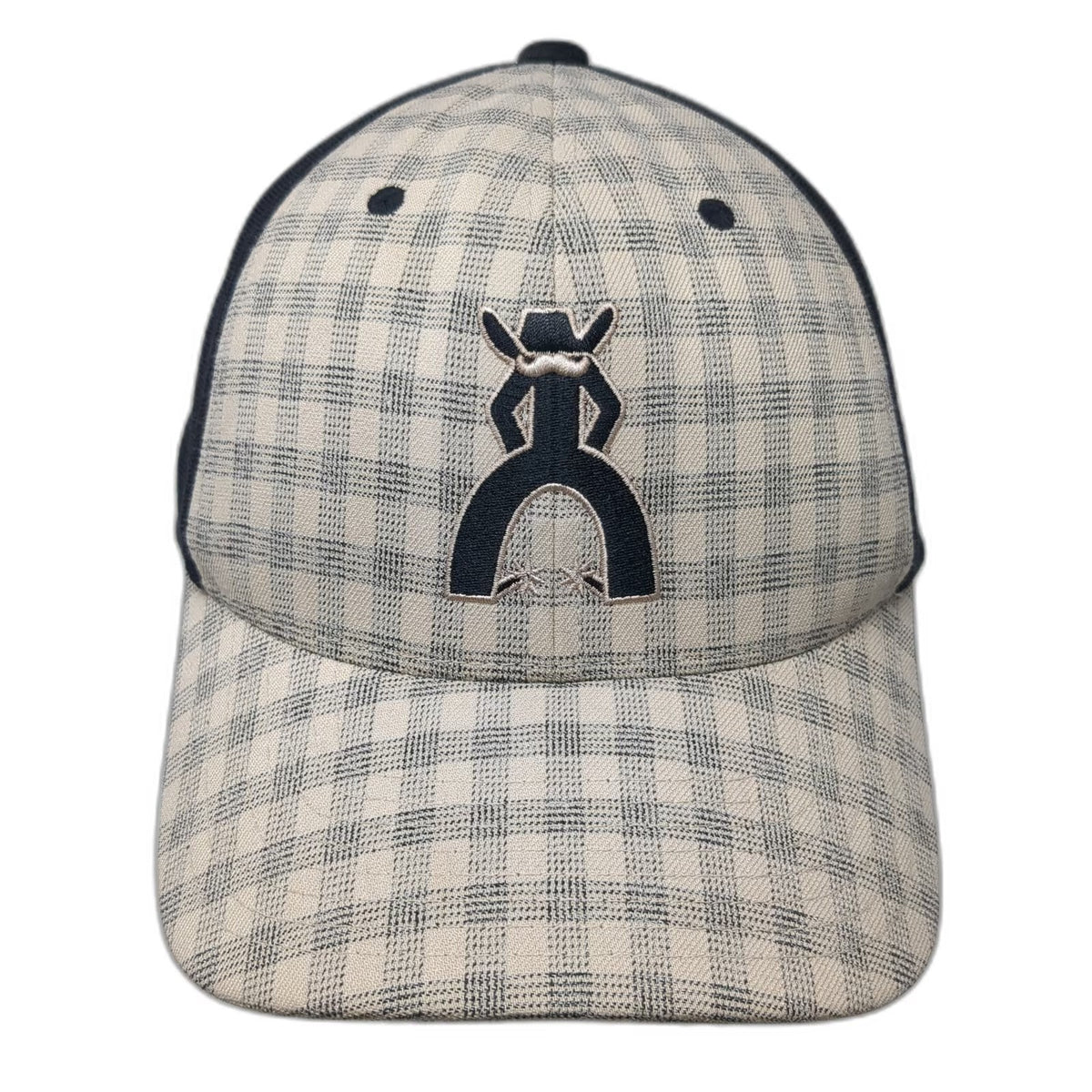 Hooey Baseball Cap Beige Black Plaid M Punchy Flexfit Stretch Logo Graphic Hat