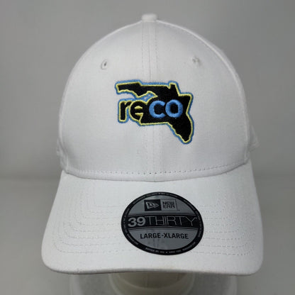 Reco Fitted Hat White L/XL Solid Embroidered New Era W/Tags CustomInk