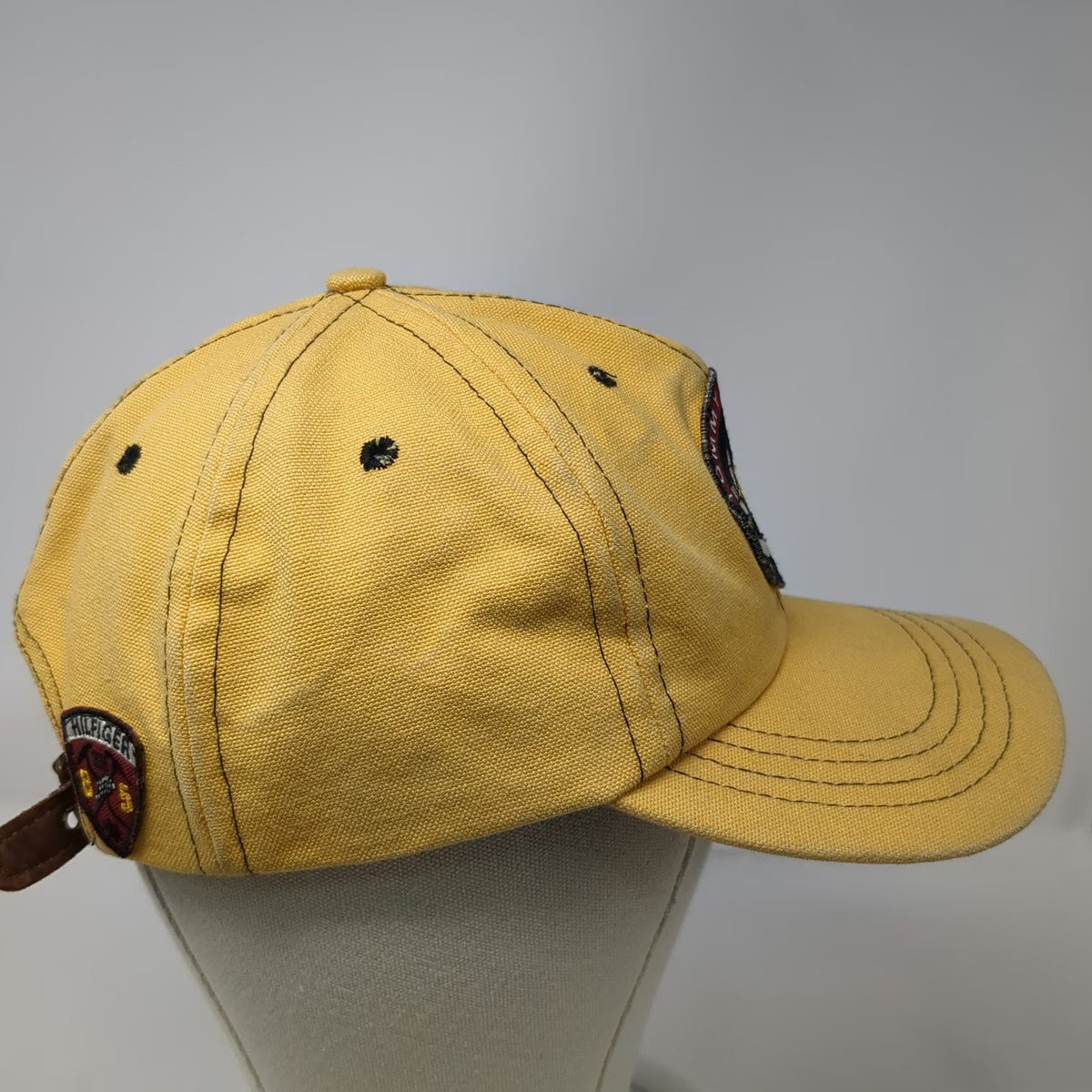 Tommy Hilfiger Baseball Cap Yellow OSFM Expedition Series Leather Strapback Hat
