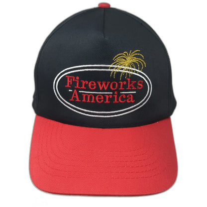 Fireworks America 5 Panel Snapback Hat Black Red One Size Embroidered Logo