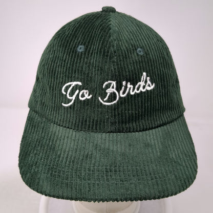 Green Corduroy Go Birds Embroidery Baseball Cap One Size Slideback Strap Hat