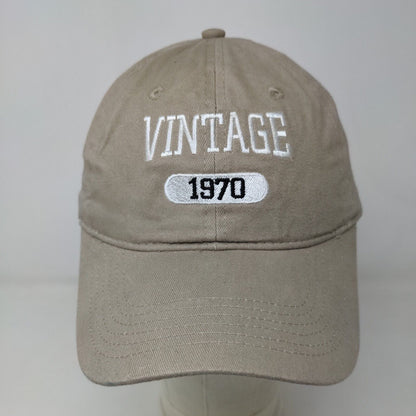 Port & Company Men's Slideback Hat Tan Adjustable Embroidered Vintage 1970 Logo