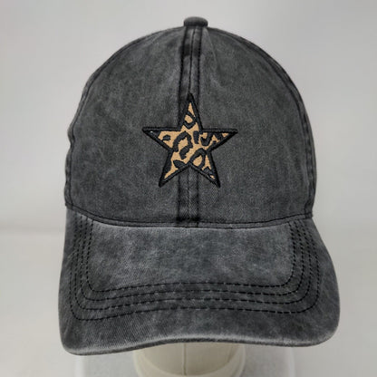 Animal Print Star Patch Slideback Hat Gray OSFM Leopard David And Young Cotton