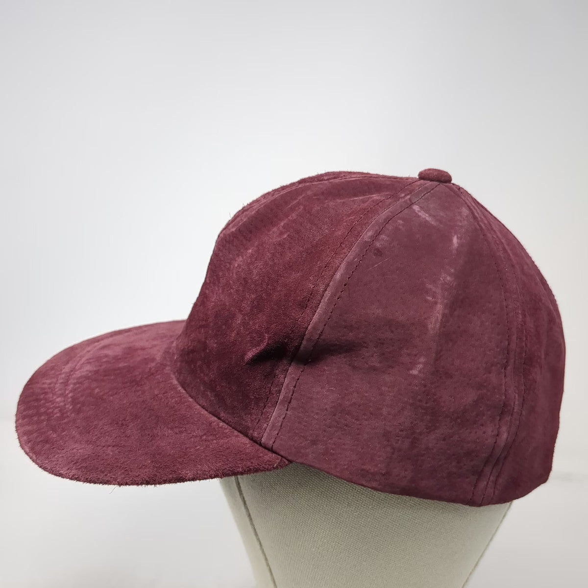 Baseball Cap Red One Size Suede Leather Blank Elastic Back Hat Plain Solid Color