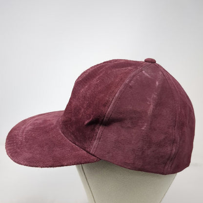 Baseball Cap Red One Size Suede Leather Blank Elastic Back Hat Plain Solid Color