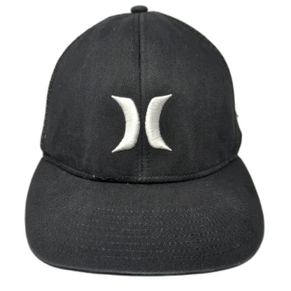 Hurley Trucker Hat Black One Size Mesh Snapback Embroidered Logo Surf Skate