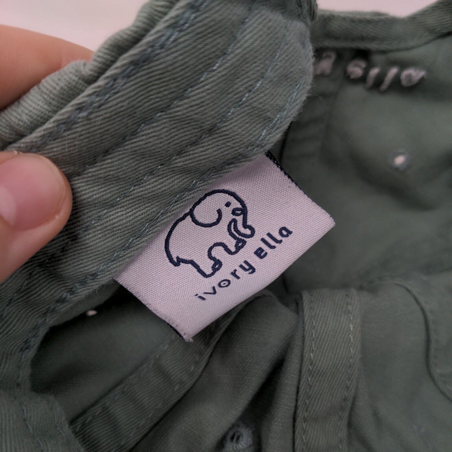 Elephant Ivory Ella Slideback Hat Green One Size Embroidered Adjustable