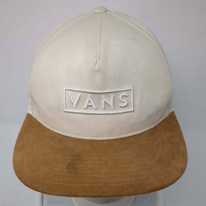 VANS Snapback Hat Beige One Size Adjustable Embroidered 6 Panel Polyester
